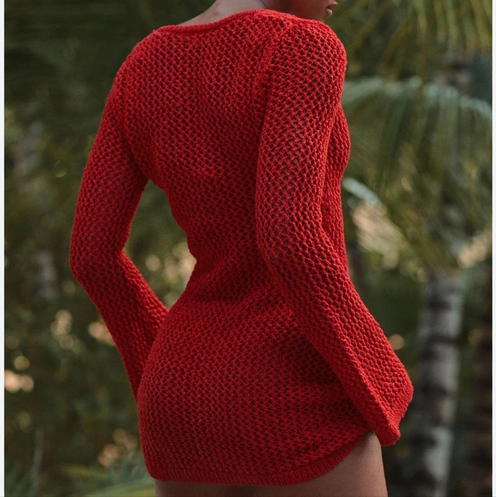 Knit cherry red sweater